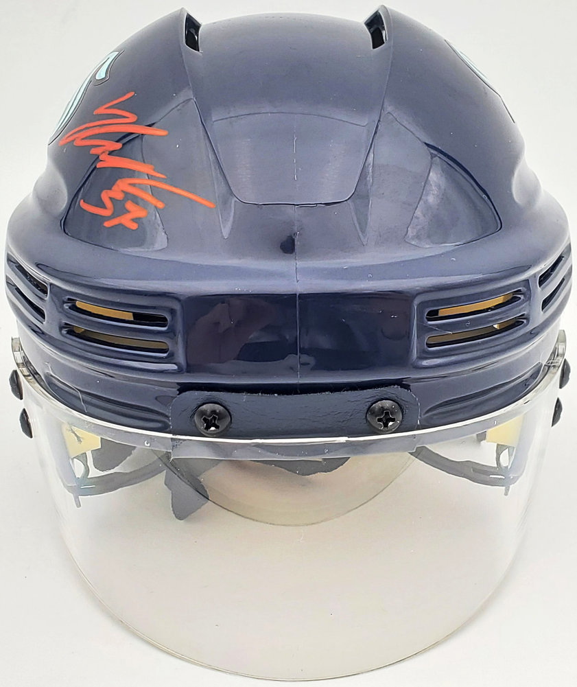 Yanni Gourde Autographed Seattle Kraken Blue Mini Helmet Fanatics Holo #200295 Image a