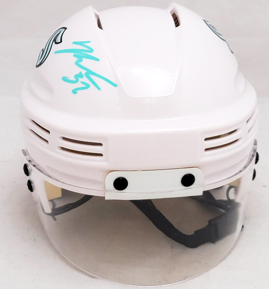 Yanni Gourde Autographed Seattle Kraken White Mini Helmet Fanatics Holo #211607 Image a
