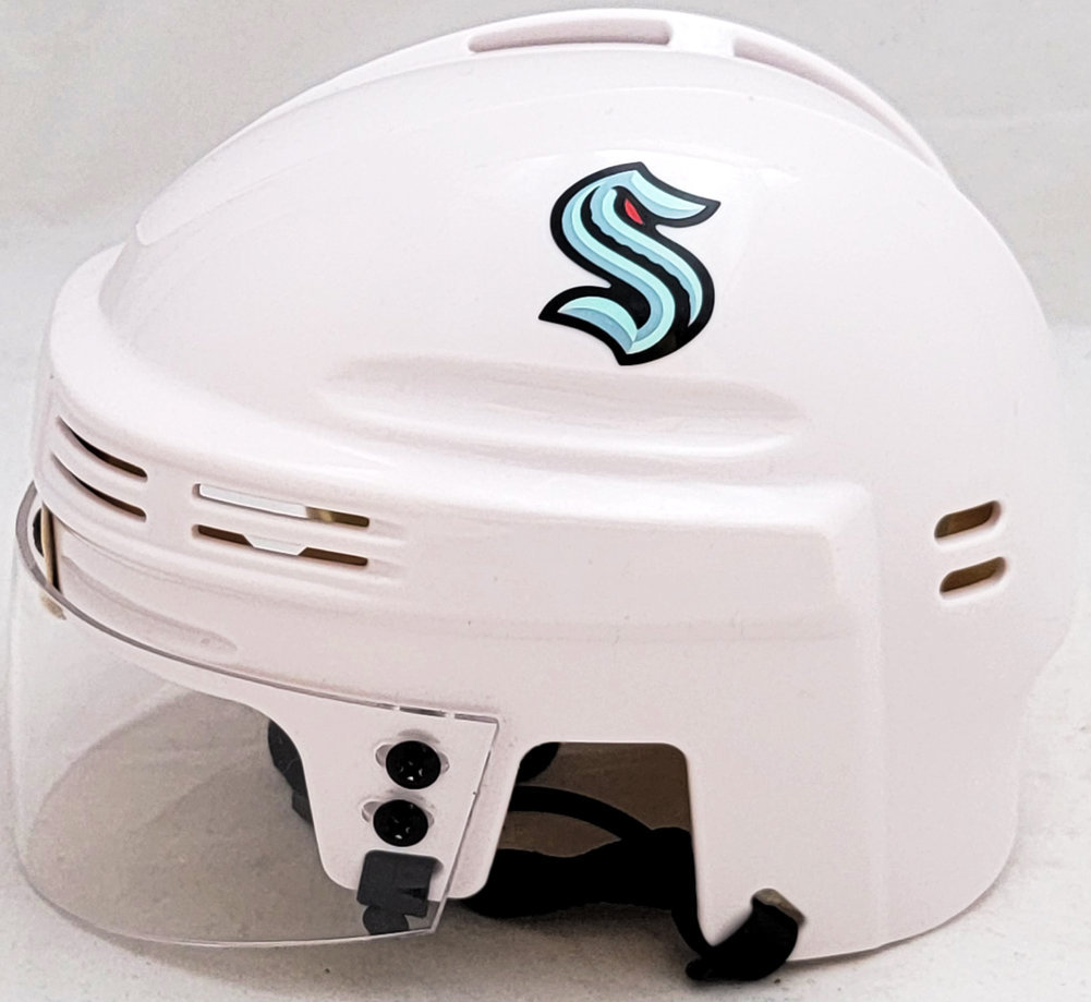 Yanni Gourde Autographed Seattle Kraken White Mini Helmet Fanatics Holo #211607 Image a