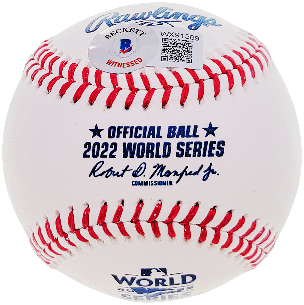Yordan Alvarez Autographed Signed Official 2022 World Series MLB Baseball Houston Astros "2022 Ws Champs" Beckett Beckett Witness Image a