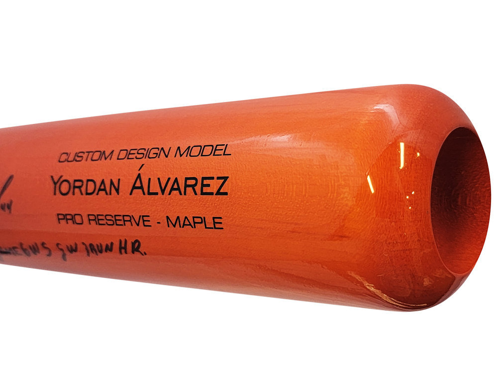 Yordan Alvarez Autographed Signed Orange Victus Player Model Bat Houston Astros "2022 Game 6 Ws Gw 3 Run Hr" Beckett Beckett Witness Image a