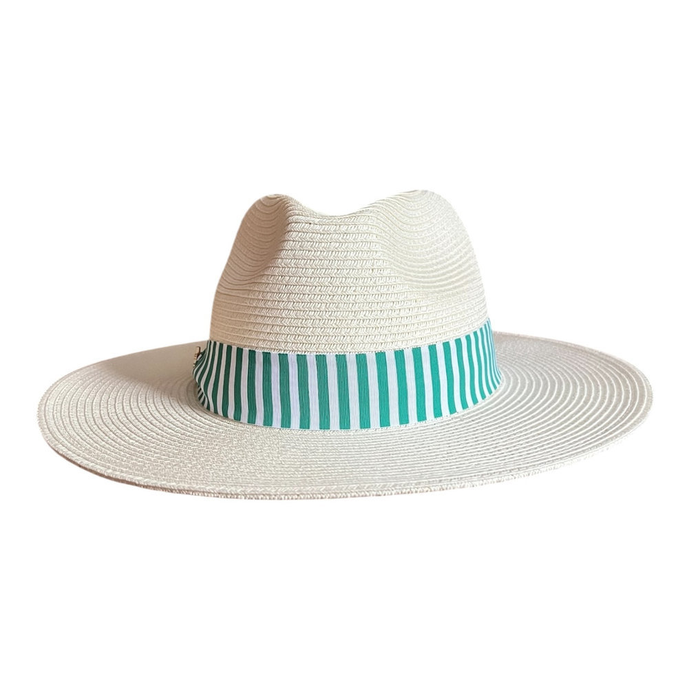Masters Ladies Fit Straw Hat with White and Green Ribbon Band Image a