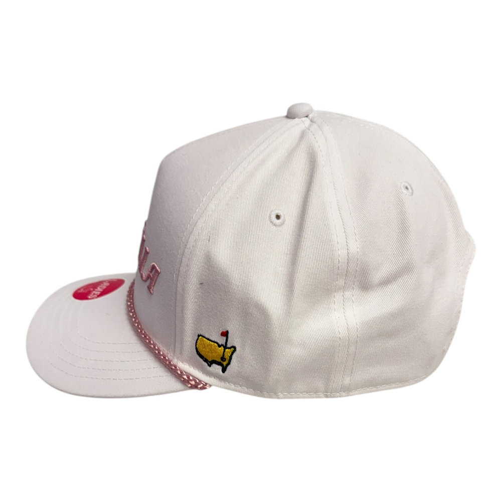 Masters Ladies White Rope Hat with Magnolia in Raised Pink Image a
