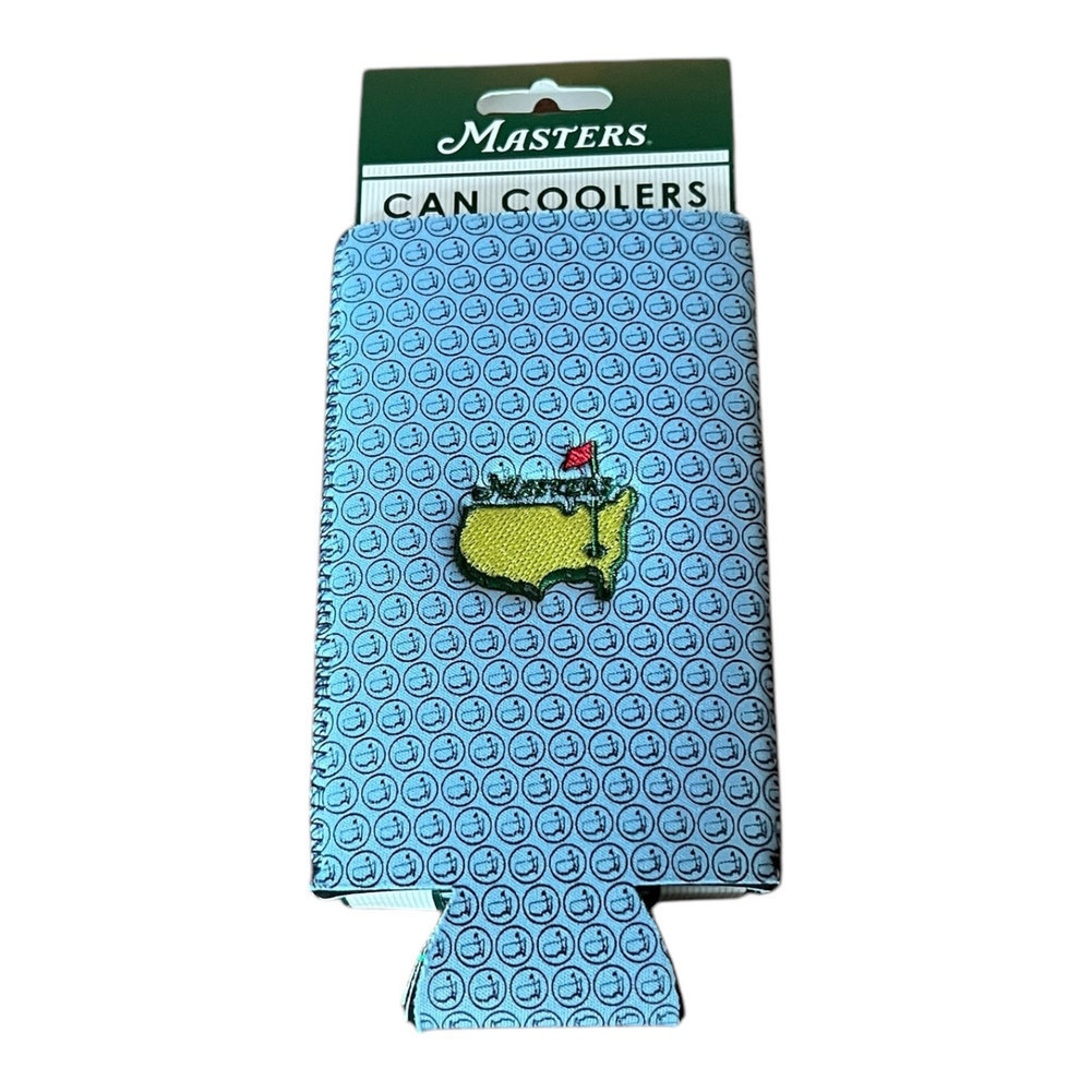 Masters Light Green and Light Blue Can Coolers Koozie Set with Map Design Image a