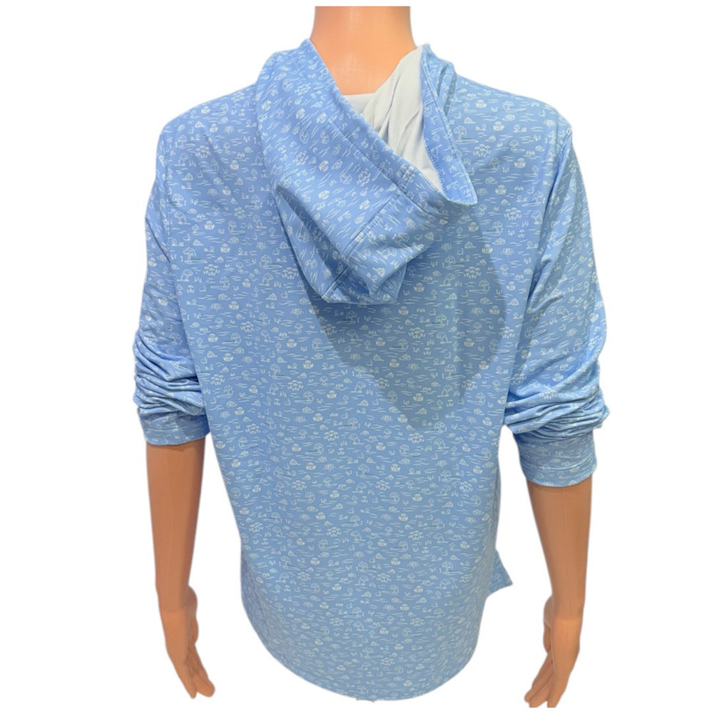 Masters Magnolia Lane Blue with White Icons Performance Tech Hoodie Image a