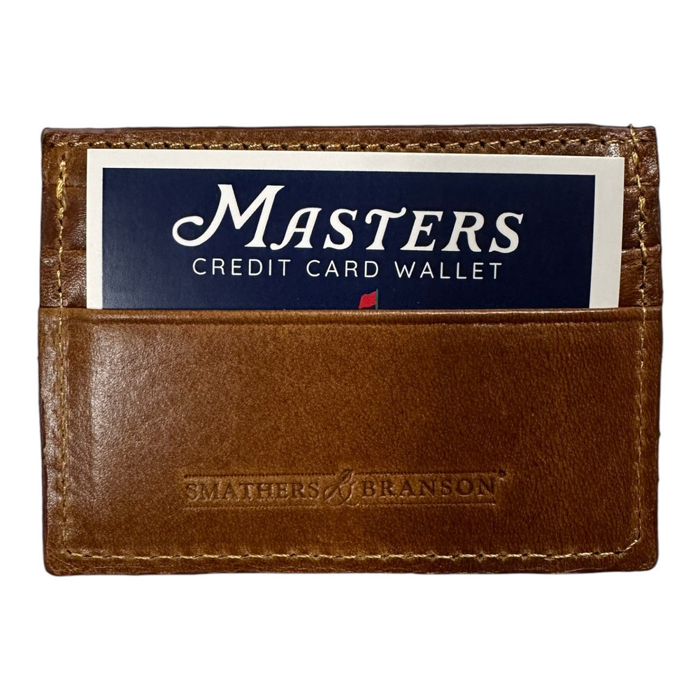 Masters Smathers & Branson Navy Blue Needlepoint and Brown Leather Card Holder Image a