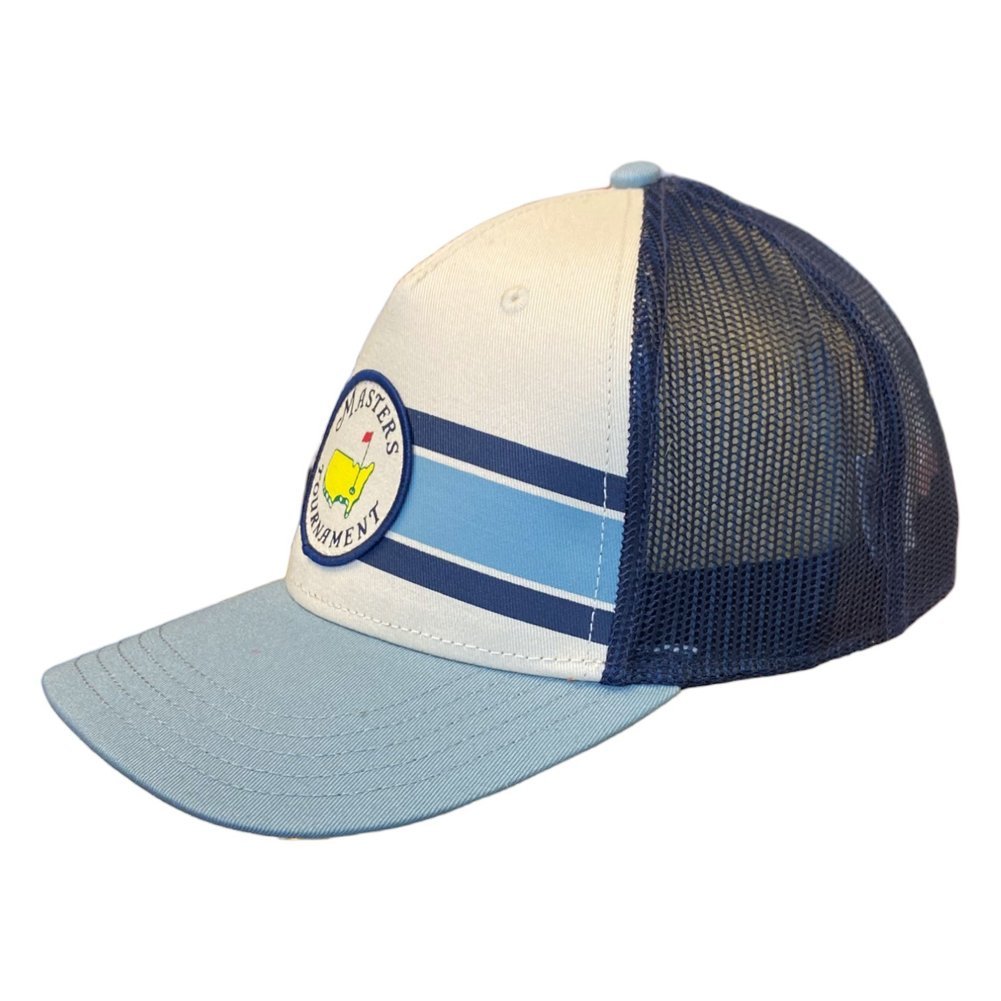 Masters Stone, Navy and Light Blue Circle Patch Striped Trucker Hat Image a