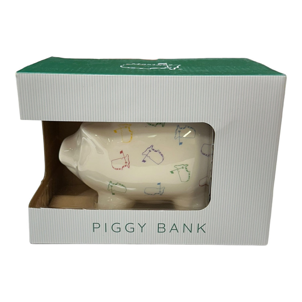 Masters White Rainbow Logo Pattern Ceramic Piggy Bank Image a