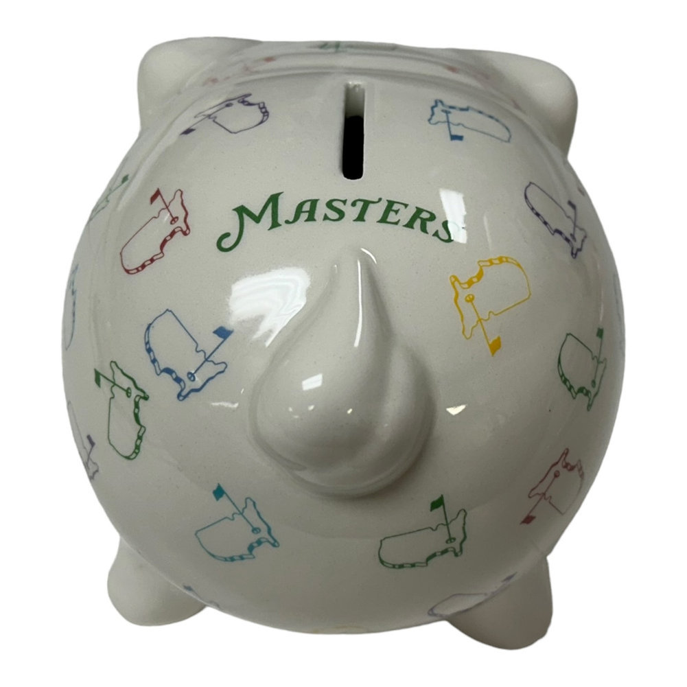 Masters White Rainbow Logo Pattern Ceramic Piggy Bank Image a