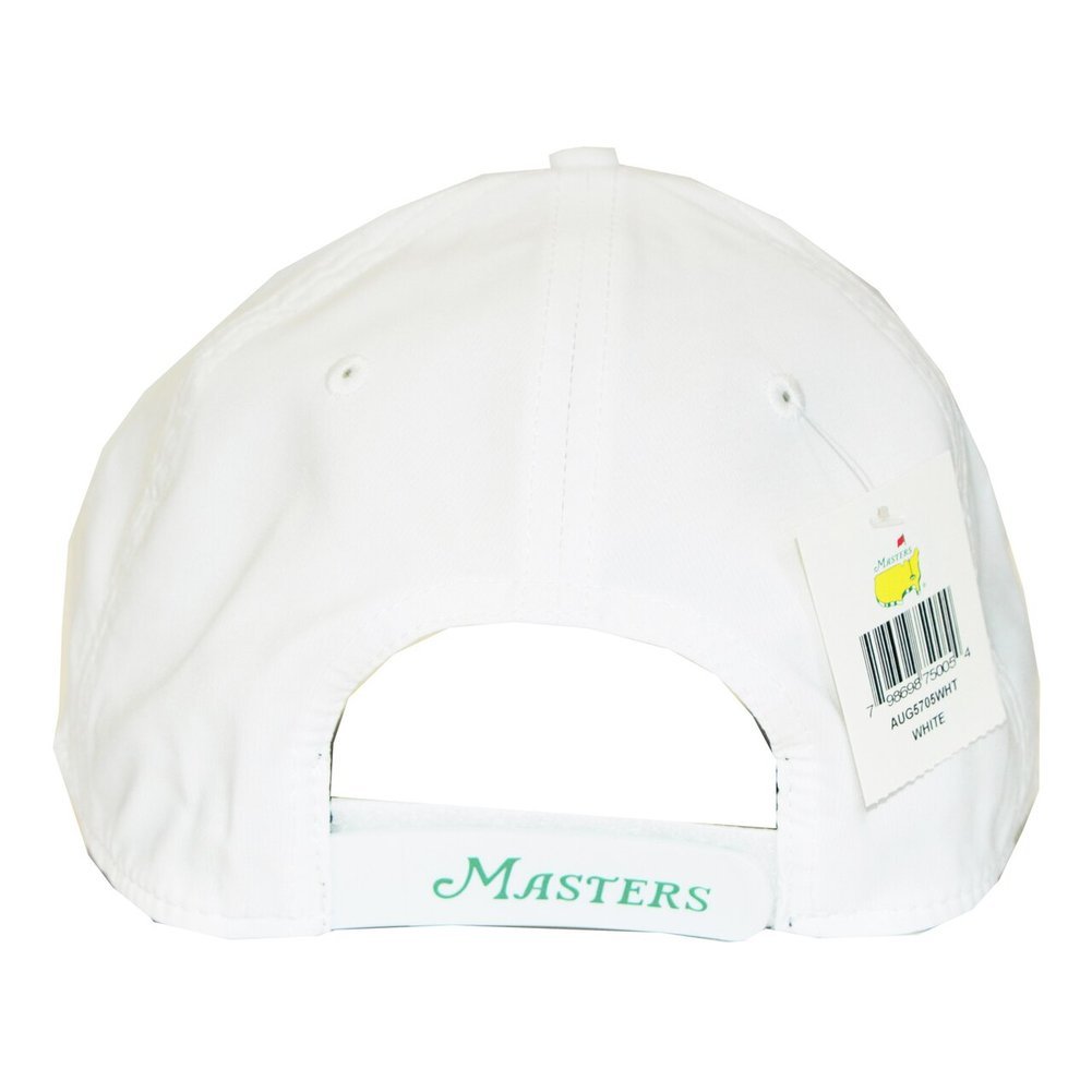 White Performance Hat with Round Masters Logo Image a