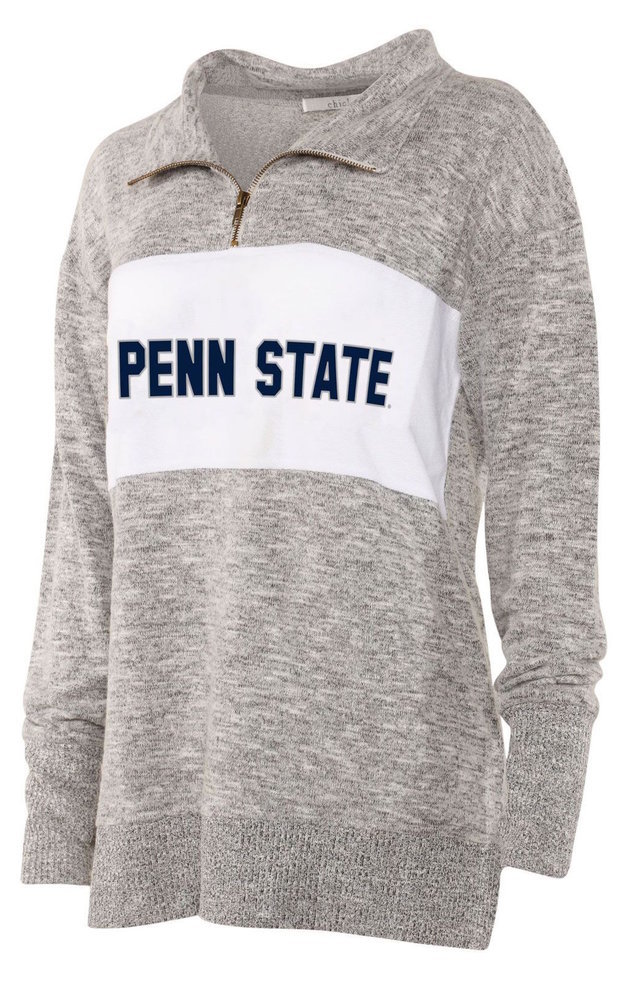 Penn State Women's Heather Grey Quarter Zip with Navy Block Image a