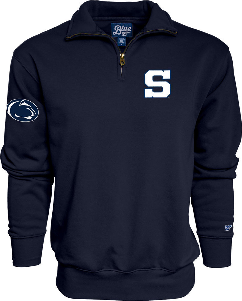 Penn State Block S Embroidered Quarter Zip Sweatshirt Navy Image a