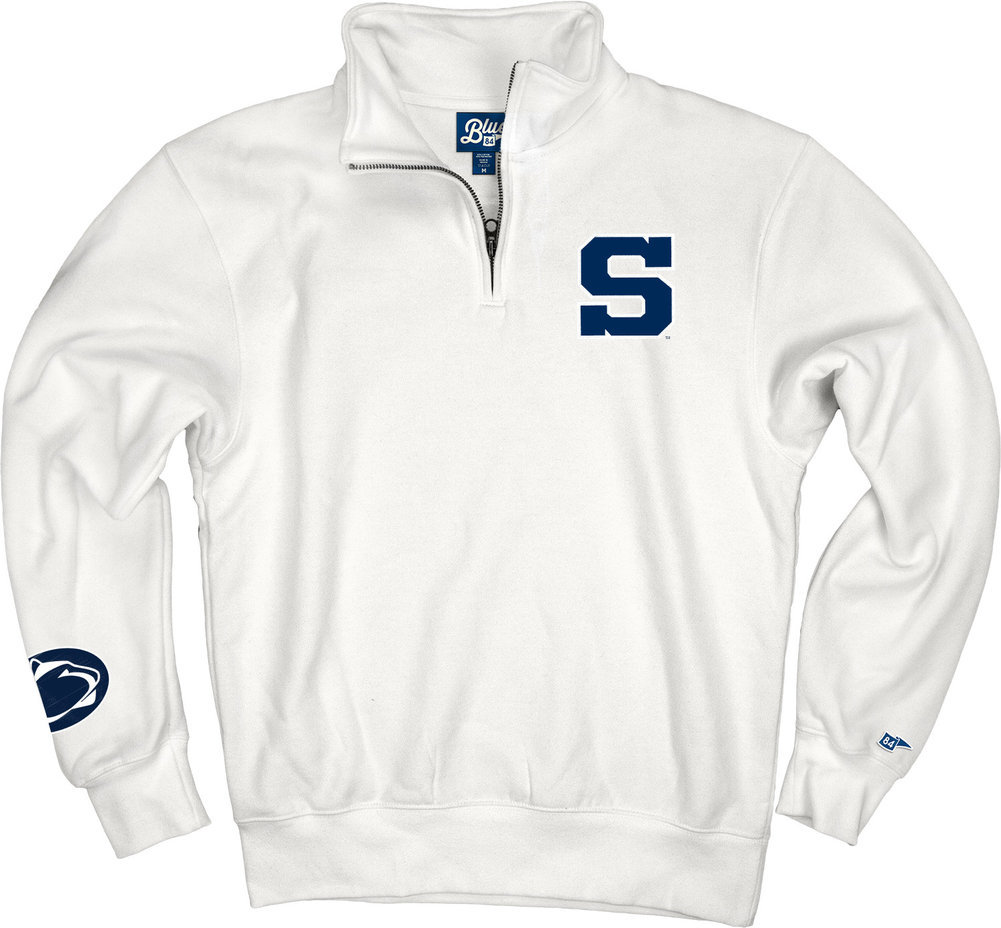 Penn State Block S Embroidered Quarter Zip Sweatshirt White Image a