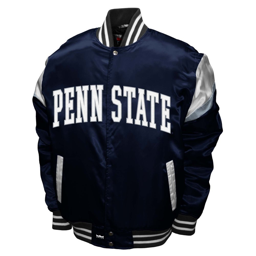 Penn State Nittany Lions Mens Power Satin Full-Snap Jacket Navy Image a