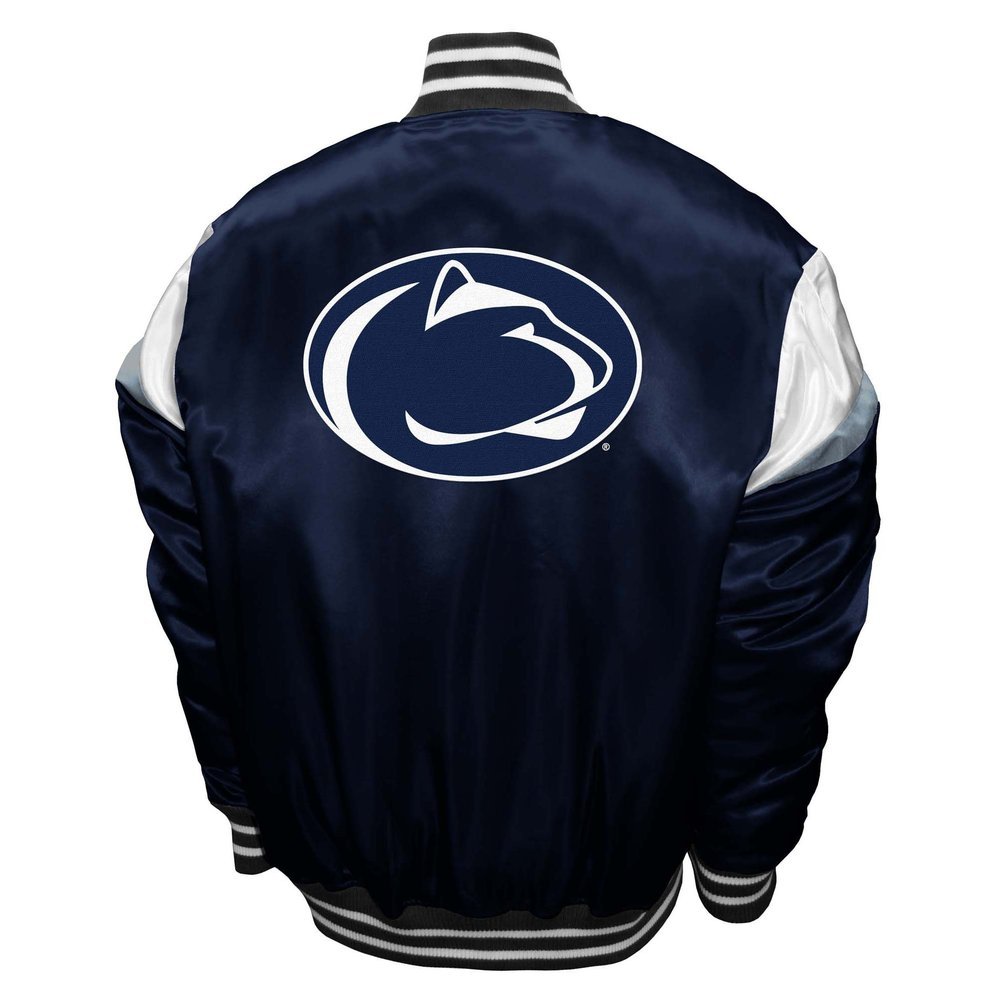 Penn State Nittany Lions Mens Power Satin Full-Snap Jacket Navy Image a