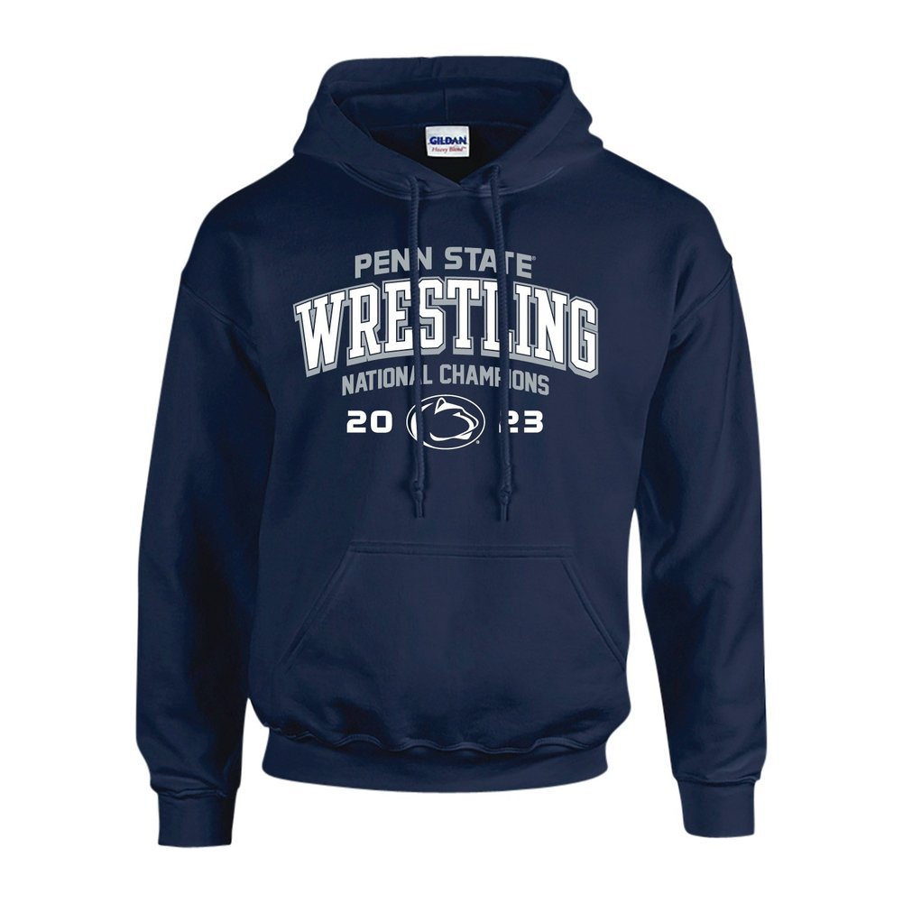 Penn State 2023 11X Wrestling NCAA National Champs Double Sided Hooded Sweatshirt Navy  Image a
