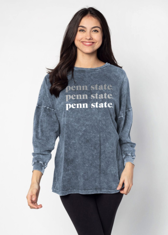 Penn State Navy Oversized Mineral Wash Long Sleeve Image a
