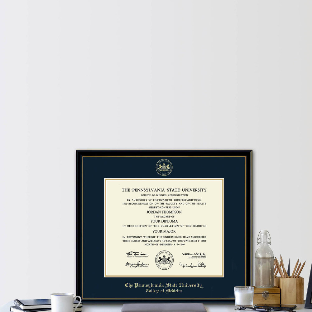 Penn State University College of Medicine Gold Embossed Diploma Frame Image a