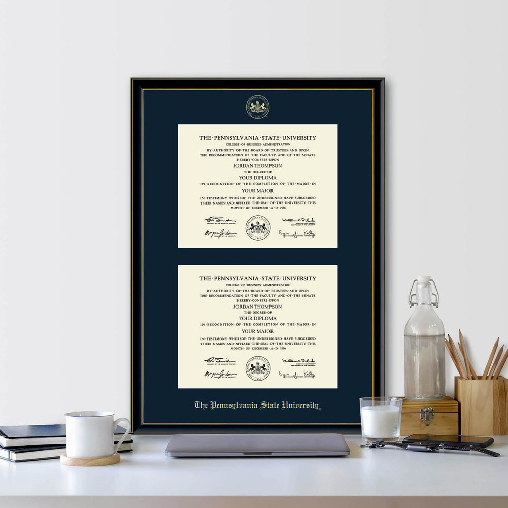 Penn State University Double Diploma Frame Image a