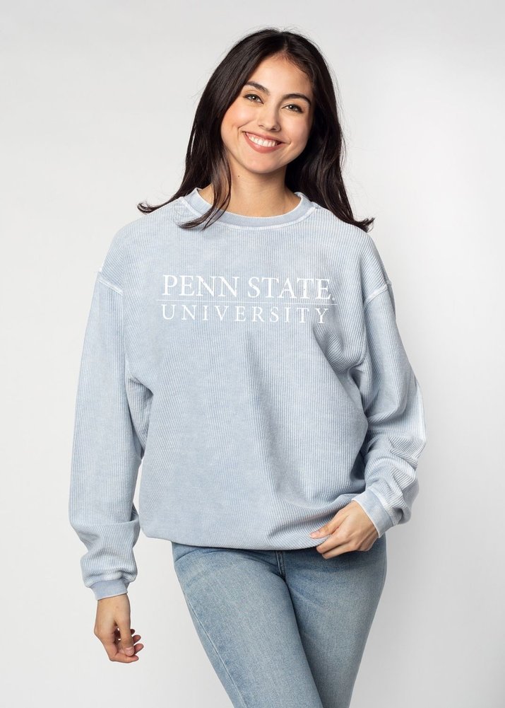 Penn State University Light Blue Corded Crew Sweatshirt   Image a