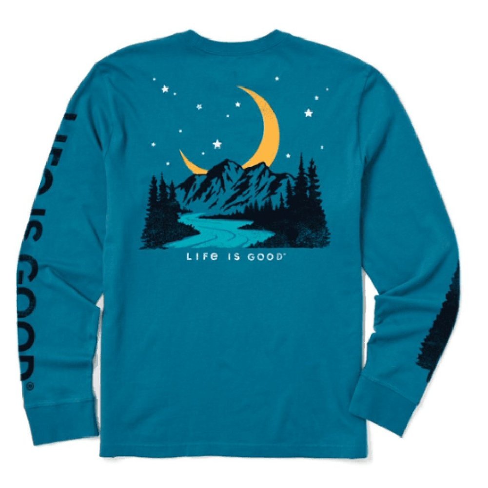 Men's Moon Mountain Long Sleeve Crusher Tee Shirt Image a