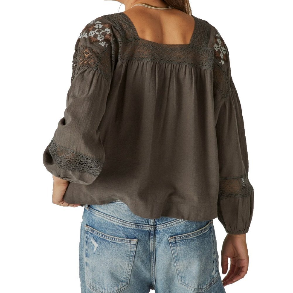 Women's Embroidered Shoulder Top Image a