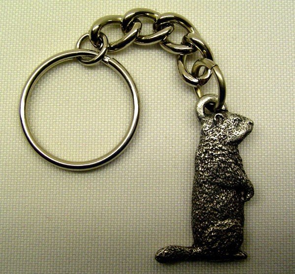 Pewter Groundhog Key Chain-1 "