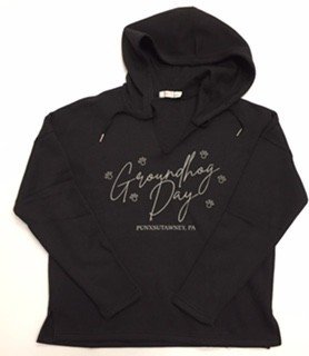 Hanes Brands B2B Women's vneck ghog day hoodie B-Black : 2X 48518917980445 (Hanes Brands B2B)