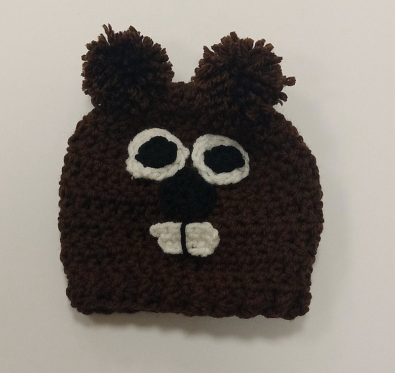 *Infant handknit ghog hat#1-Dark Brown Sku#2565 