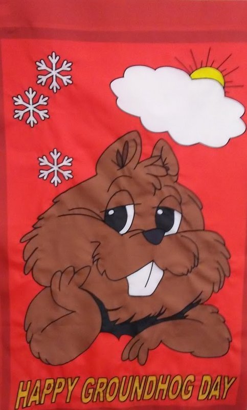 *Flag - Happy Groundhog Day-Red : 28x44