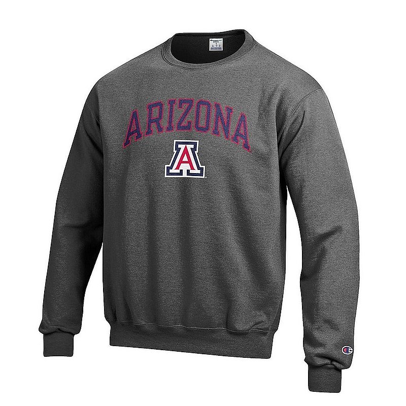 Arizona Wildcats Crewneck Sweatshirt Varsity Charcoal Arch Over