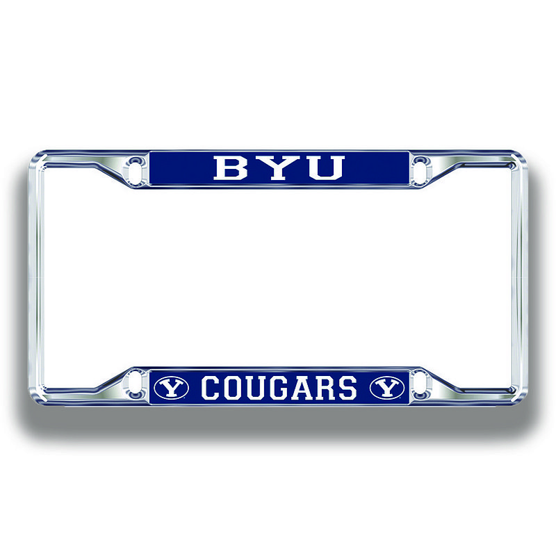 Brigham Young University Cougars License Plate Frame Silver