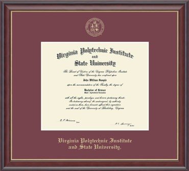 Virginia Tech Hokies Diploma Frame Embossed Studio Gold Maroon 222523