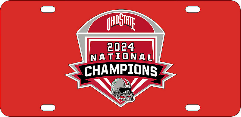 Craftique Ohio State Buckeyes National Champs License Plate 2024 Shield Red (Craftique)