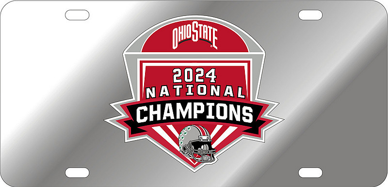 Craftique Ohio State Buckeyes National Champs License Plate 2024 Shield Silver (Craftique)