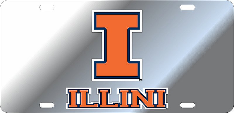 Illinois Fighting Illini License Plate Silver