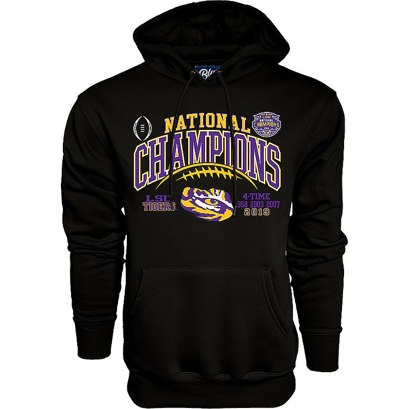 LSU Tigers National Championship Champs Hooded Sweatshirt 2019 - 2020 Laces Black GILT