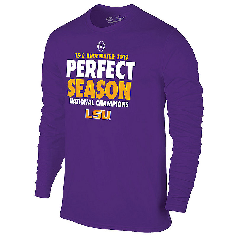 LSU Tigers National Championship Champs Long Sleeve Tshirt 2019 - 2020 Perfect Season Purple VLS9631C