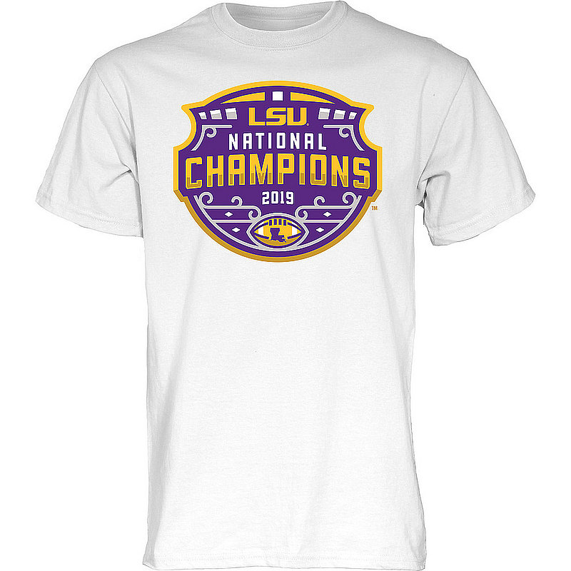 LSU Tigers National Championship Champs Tshirt 2019 - 2020 Official Logo White