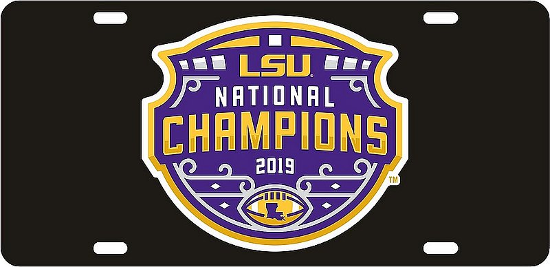 LSU Tigers National Championship Champs Vinyl Decal License Plate Tag 2019 - 2020 Black 37458