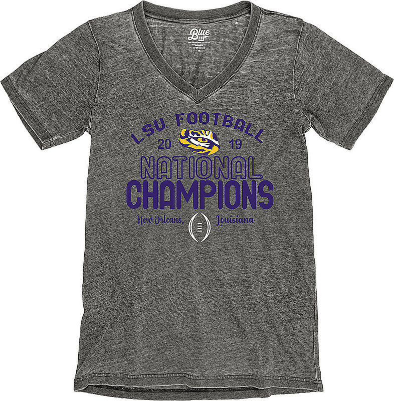 LSU Tigers National Championship Champs Womens Burnout Tshirt 2019 - 2020 Charcoal THIS WAY- JBWVT