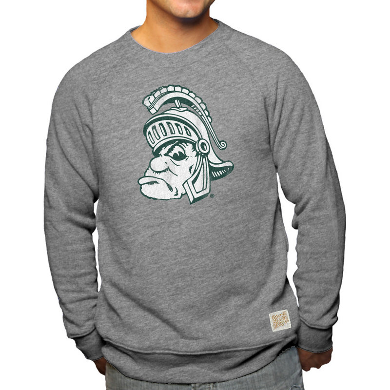 Michigan State Spartans Retro TriBlend Crewneck Sweatshirt Gray CMSU062A 
