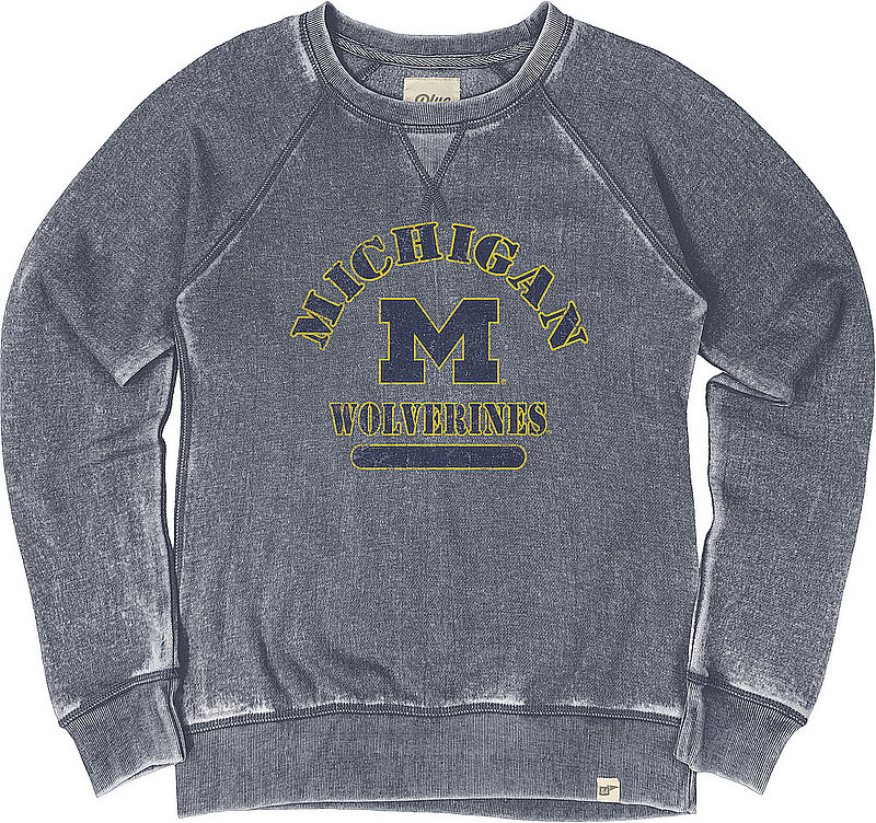 Michigan Wolverines Womens Burnout Crewneck Sweatshirt Vintage S7K9