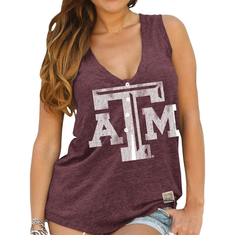 Texas A&M Aggies Womens Relaxed Henley Tank Top