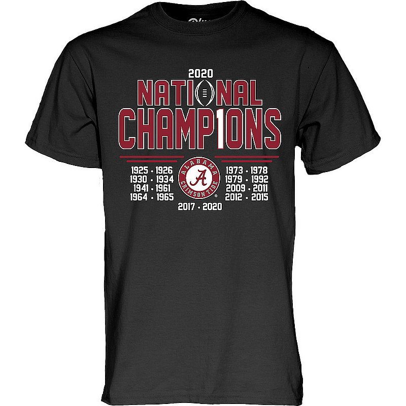 The Blue Brand Alabama Crimson Tide National Champs T Shirt 2020-2021 Number 1 Black 00000000BM775 ANYONE CFP20 NC-ALA (The Blue Brand)