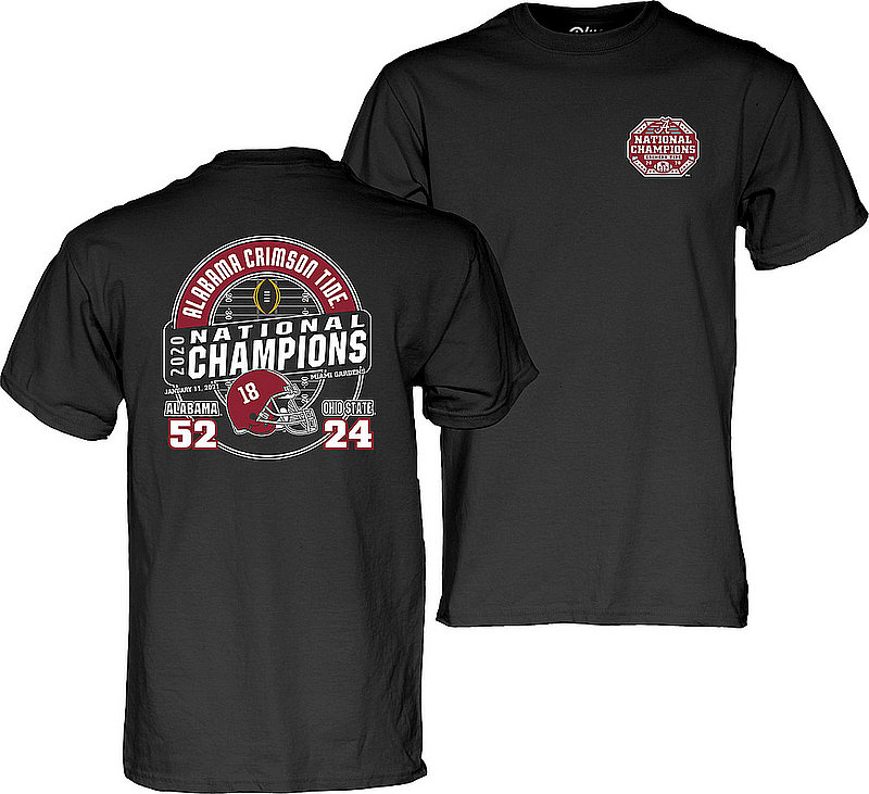 The Blue Brand Alabama Crimson Tide National Champs T Shirt 2020-2021 Score Black 00000000BM799 HIGH HO CFP20 LC/FB NC-ALA (The Blue Brand)