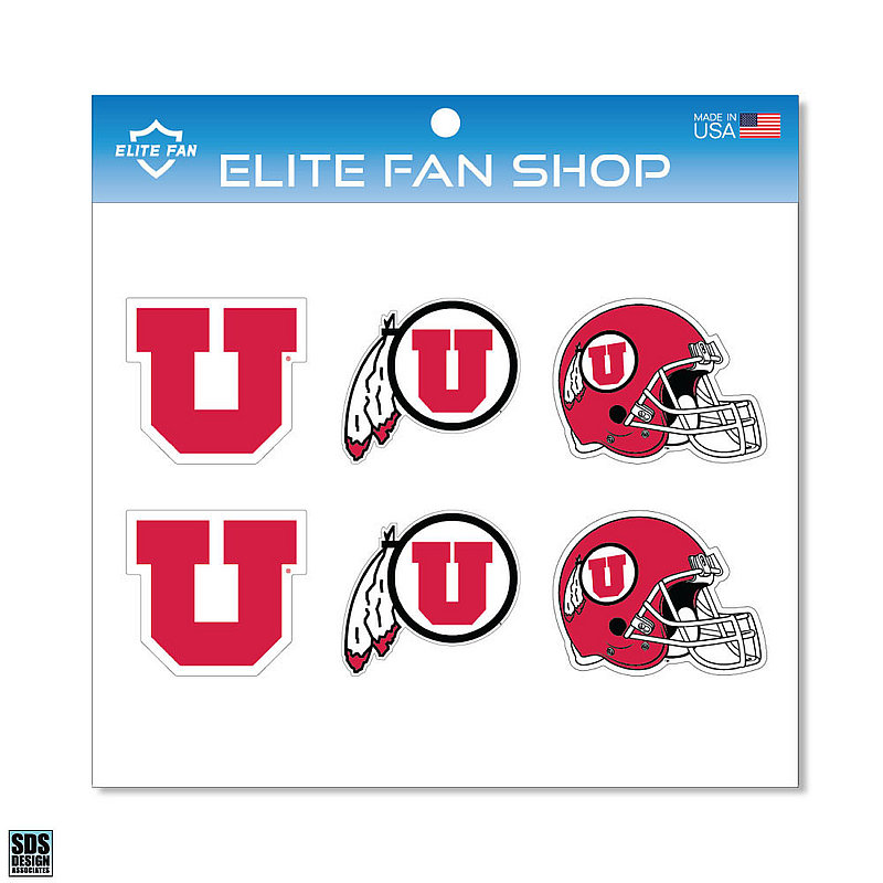 Utah Utes 3" Vinyl Decal 6Pack