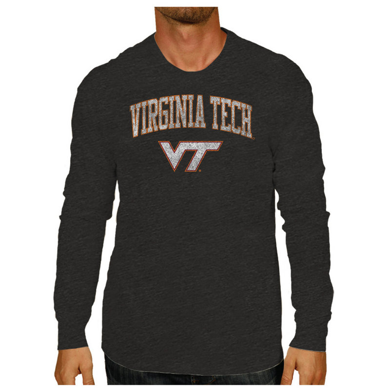 VA Tech Hokies Vintage Long Sleeve Tshirt Charcoal Victory VATV1412A_TV402M_HBK 