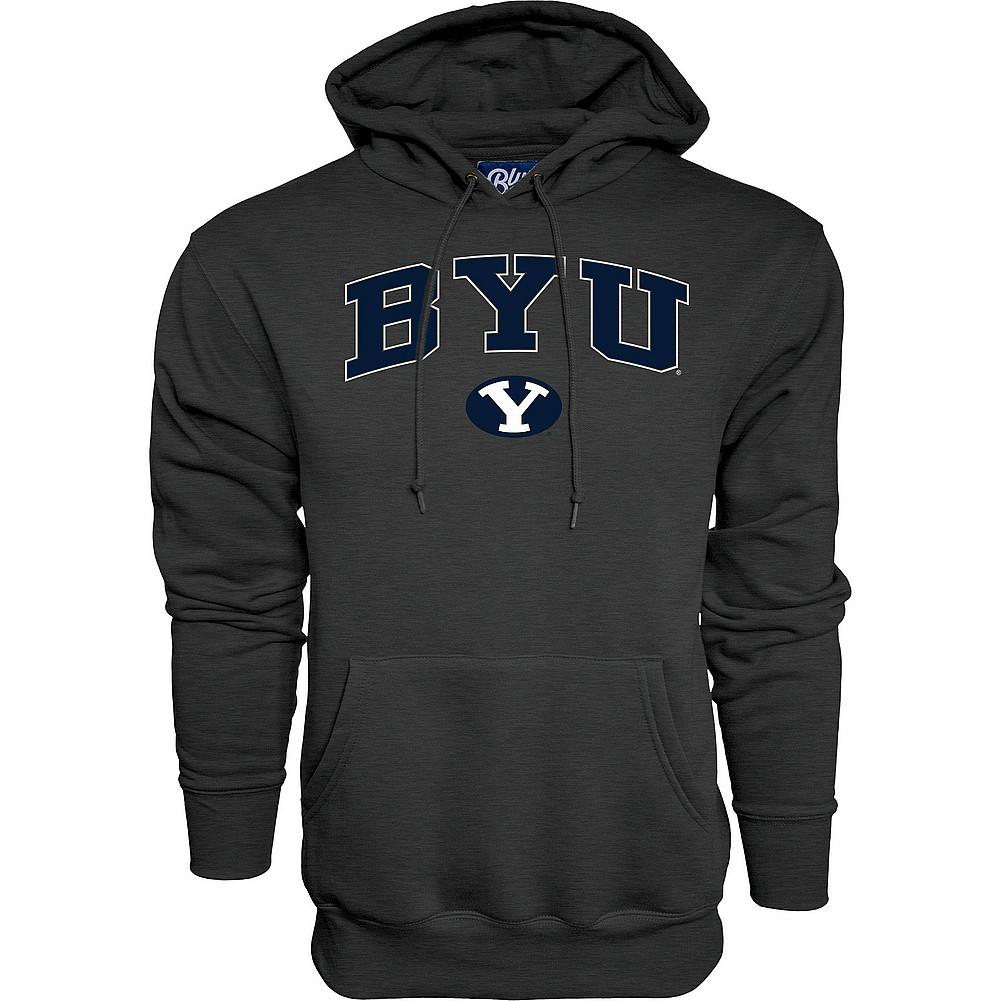 BYU Cougars Hooded Sweatshirt Varsity Charcoal Arch Over APC02960954*