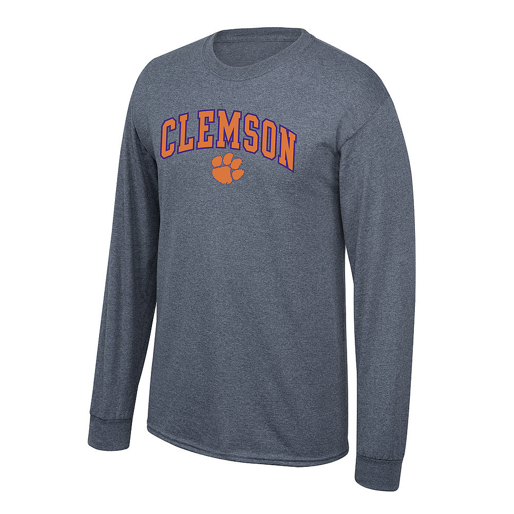 Clemson Tigers Long Sleeve Tshirt Arch Over Plus Size 2X 3X 4X 5X Charcoal